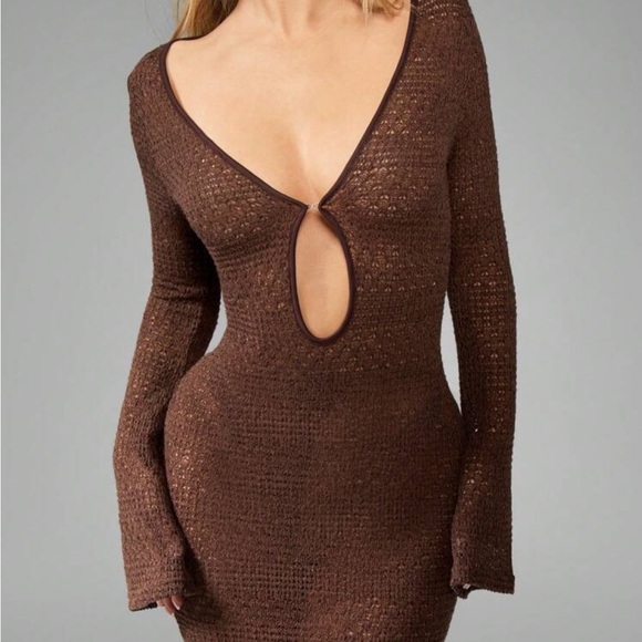 Brown Knit Crochet Dress - Picture 4 of 4